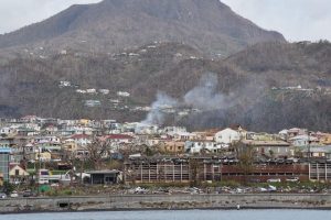 smoke and devastation on Dominica